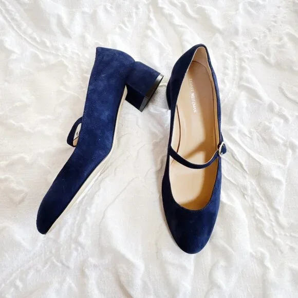 STUART WEITZMAN Gabby 45 suede Mary Jane pumps Size 8.5 - Picture 5 of 7